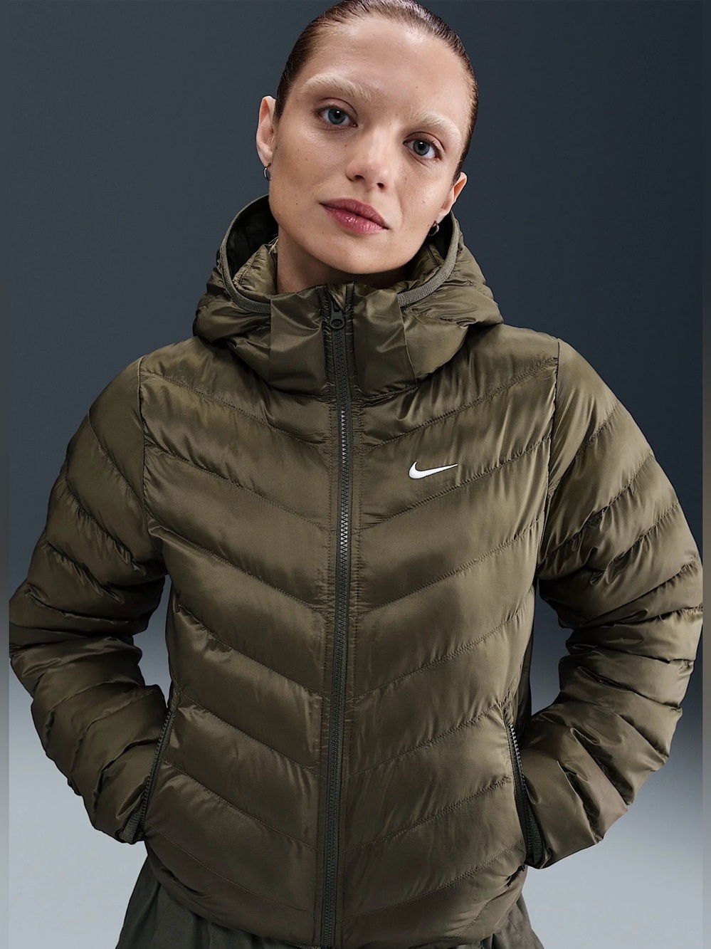 Nike Therma Fit Windrunner Hooded Olive Primaloft Puffer Sz M Medium HV2457-222